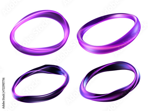 Abstract wavy liquid ring shape isolated. Translucent fluid circle shape