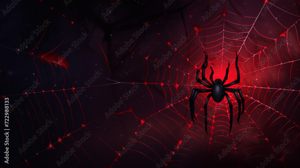 Naklejka premium Spider web blue and red background generated with ai 