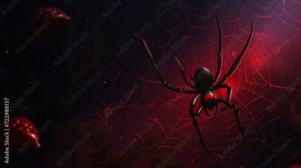 Naklejka premium Spider web blue and red background generated with ai 