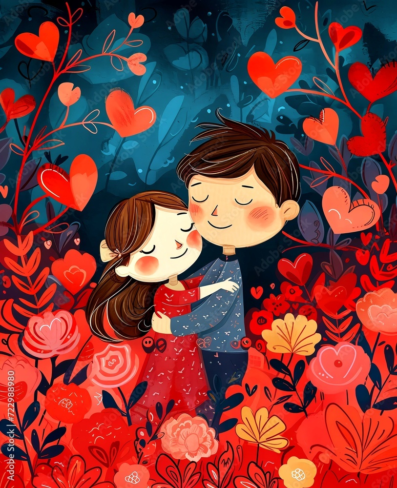 Valentine's Day Card. Cute Love card. AI generated.
