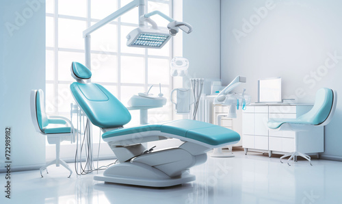 Interior of a new modern dental clinic office. Dentistry and health care concept.