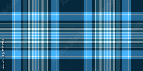Wear textile pattern tartan, newborn check vector plaid. Detailed seamless fabric texture background in cyan and dark colors.