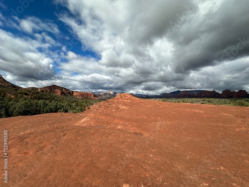 Low hanging clouds in rainy desert Sedona, Arizona