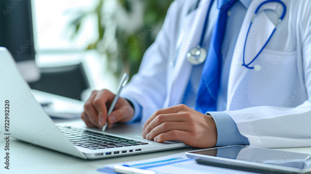 Fototapeta premium doctor working on laptop computer