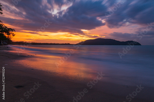 Sea wave motion cloud sunset © chitsanupong