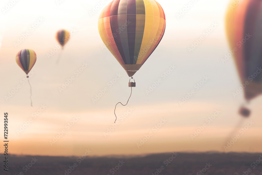 Fototapeta premium hot air balloons fly free in the sky, symbol of flying