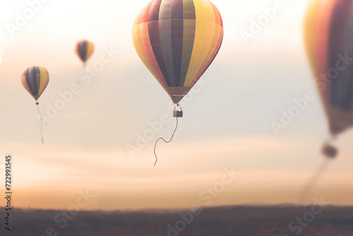 hot air balloons fly free in the sky, symbol of flying photo