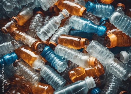 Plastic trash bottles pile isolated on white background 