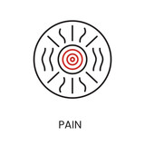 Pain vector line icon showing discomfort