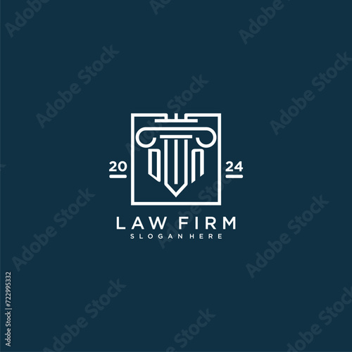 DN initial monogram logo for lawfirm with pillar design in creative square