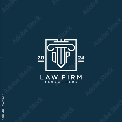 DP initial monogram logo for lawfirm with pillar design in creative square