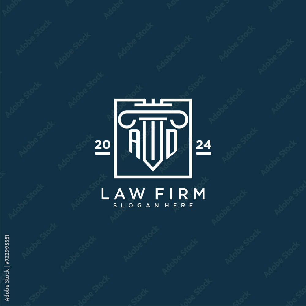 AD initial monogram logo for lawfirm with pillar design in creative square