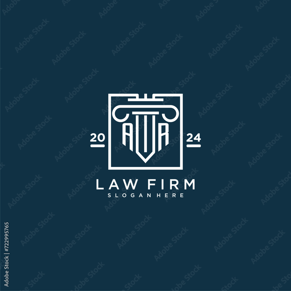 AR initial monogram logo for lawfirm with pillar design in creative square AR initial monogram logo for lawfirm with pillar design in creative square
