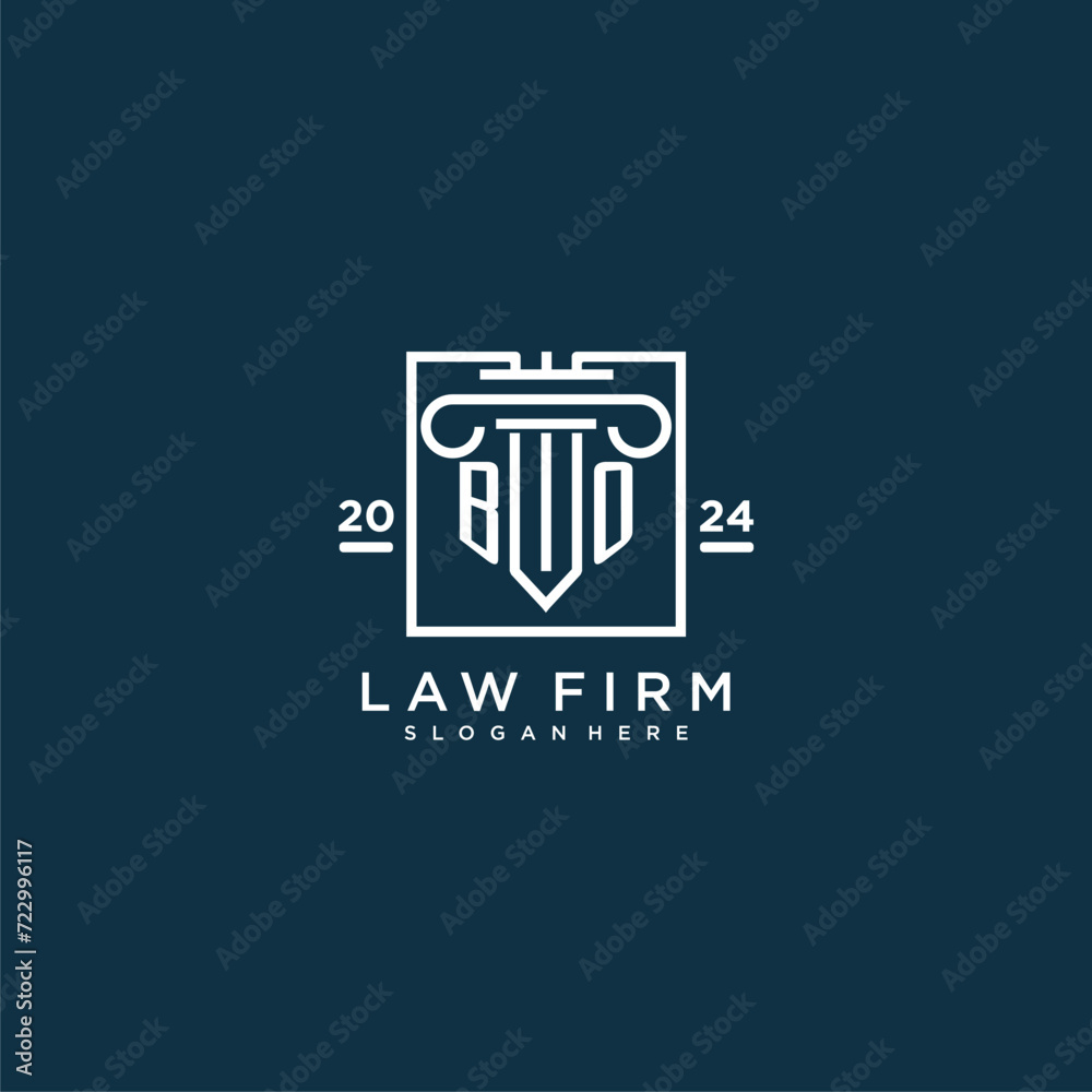 BO initial monogram logo for lawfirm with pillar design in creative square BO initial monogram logo for lawfirm with pillar design in creative square