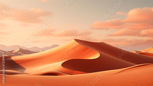 Abstract Sunset Sands, Desert landscape with sand and sky. Generative AI photo
