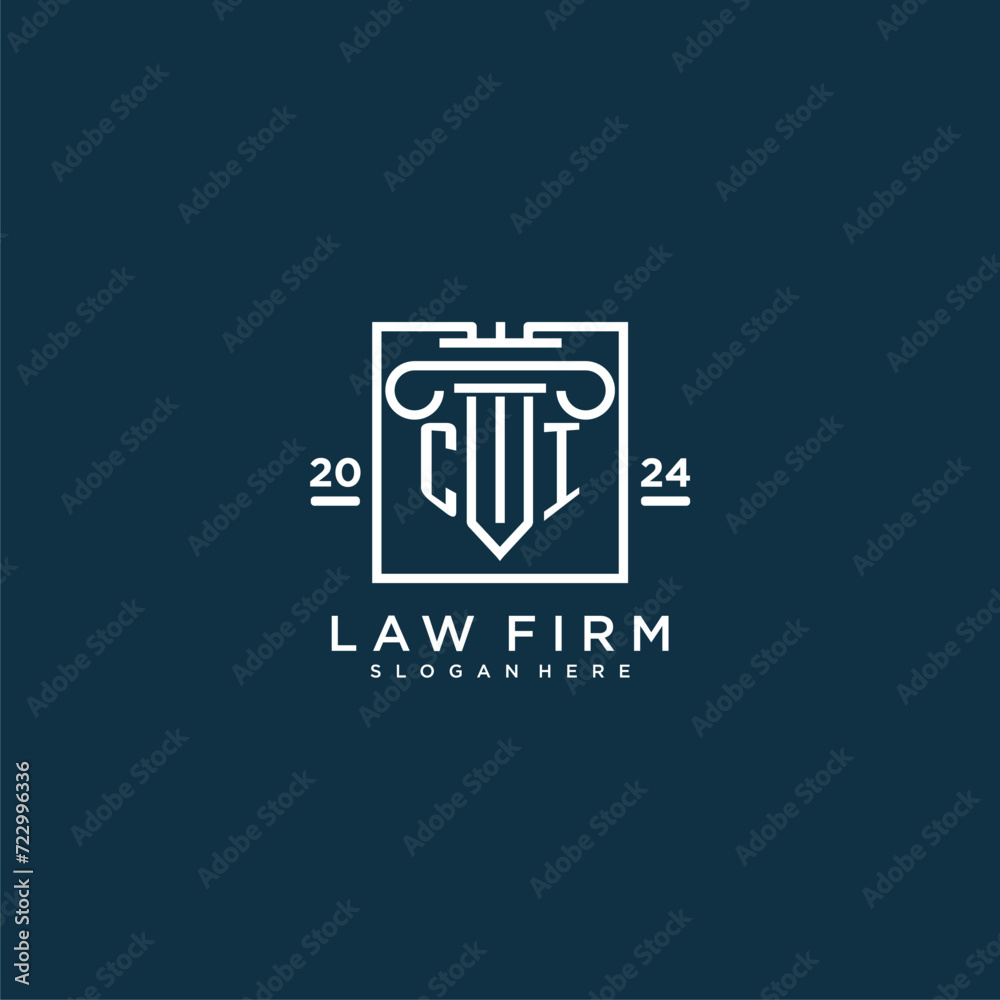 CI initial monogram logo for lawfirm with pillar design in creative square CI initial monogram logo for lawfirm with pillar design in creative square