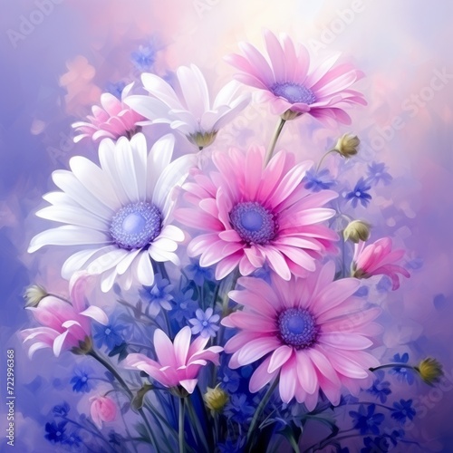 8th march women s day card with daisies. happy womens day floral greeting card.