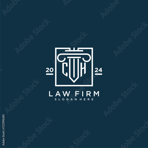 CH initial monogram logo for lawfirm with pillar design in creative square