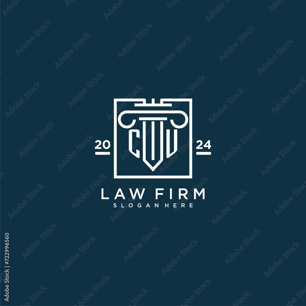 CU initial monogram logo for lawfirm with pillar design in creative square CU initial monogram logo for lawfirm with pillar design in creative square