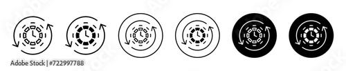Time Travelling vector icon set collection. Time Travelling Outline flat Icon.