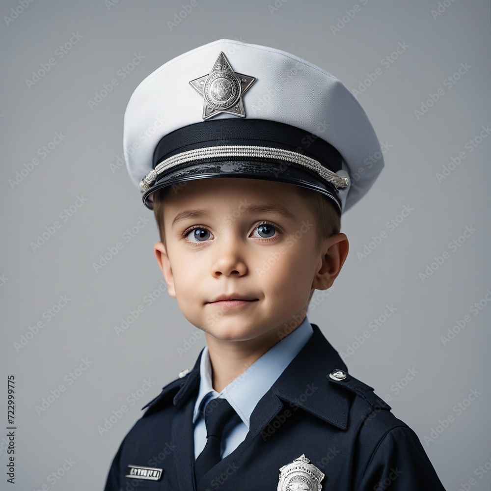 portrait of small boy in police uniform, isolated white background
portrait of small boy in police uniform, isolated white background