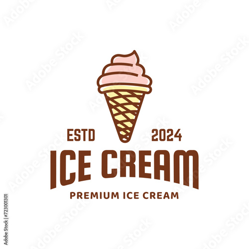 Ice Cream Logo Design. Ice cream shop logo badges and labels, gelateria signs.