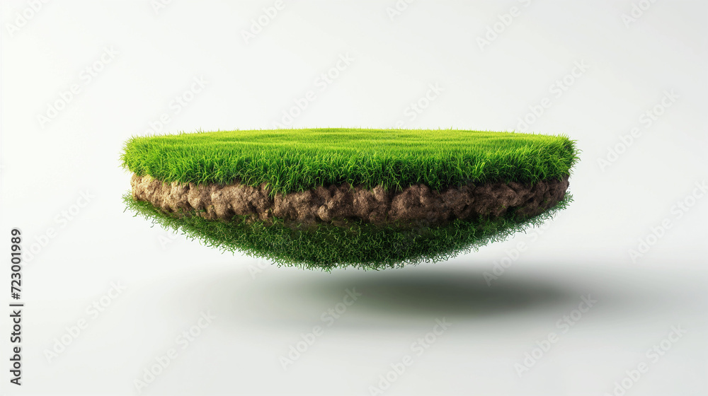 Fototapeta premium green grass island on white background