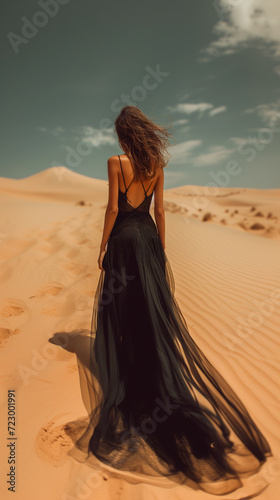 woman in long dress in desert,ai