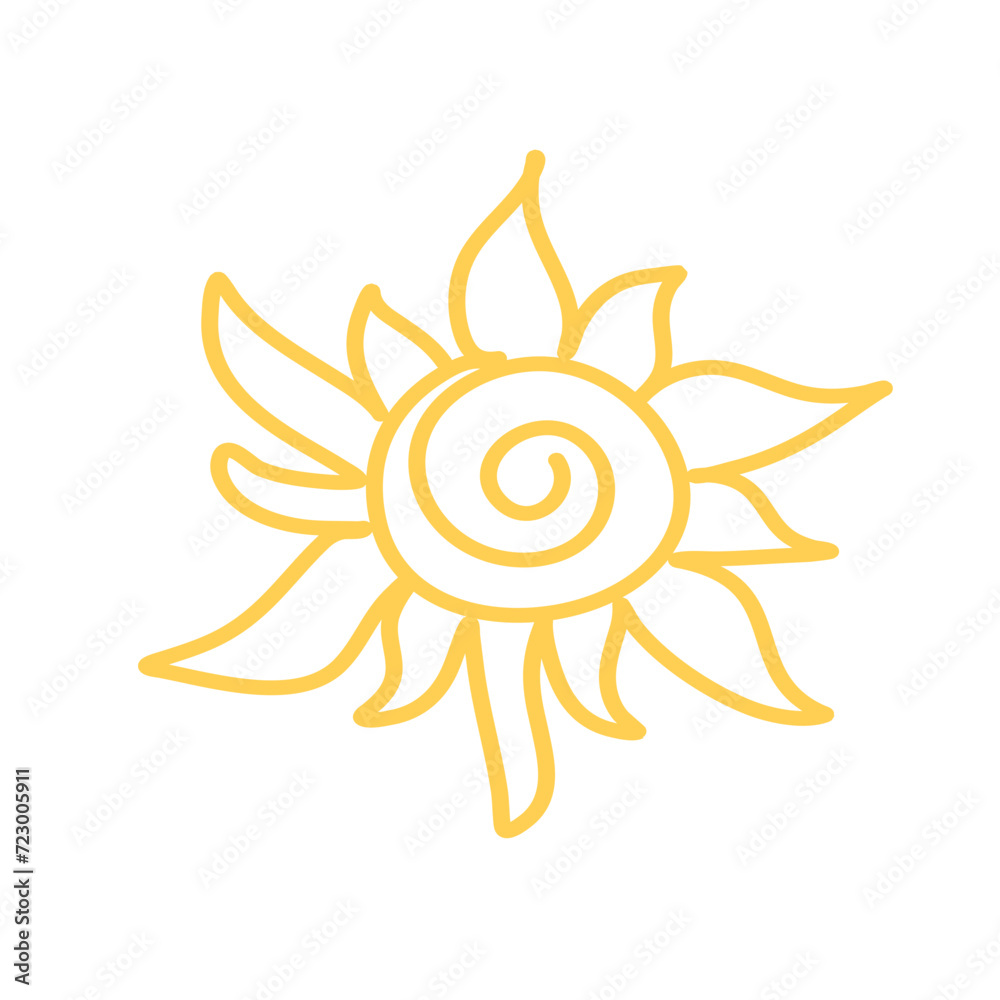 Hand drawn cute little sun