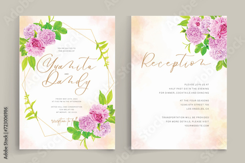 peonies ornament background and frame card design