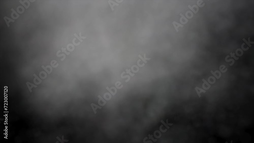 White billowing smoke slowly moving on a black background. The dense jet stream of steam, 4K looped animation. Realistic cloud of swirling fog in the dark. photo