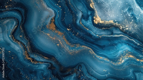 Beautiful blue and gold abstract ocean.