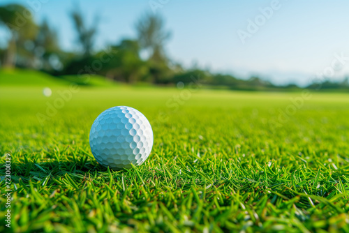 Golf ball on green grass.