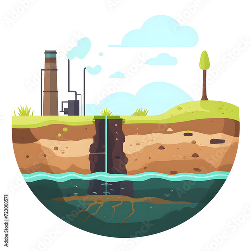 Contaminated groundwater isolated on white background, flat design, png
 photo