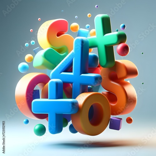 flat logo of Vector Mathematics 3d background illustration logo