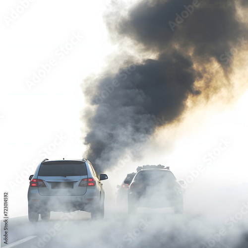 Air pollution from vehicular exhaust isolated on white background, photo, png 