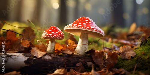 Poisonous wild mushroom in a forest