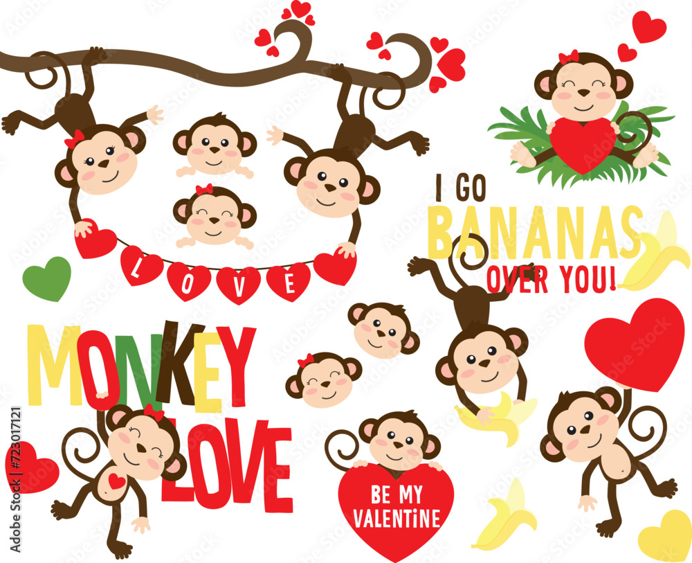 Valentine Monkeys, Love, Cute