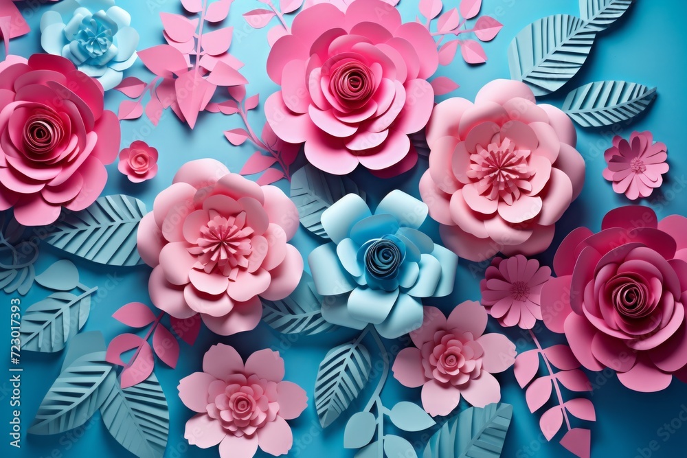 Woman's day background in paper style. woman's day background with flower and leaves. Woman's day background in paper style. woman's day background with flower and leaves.