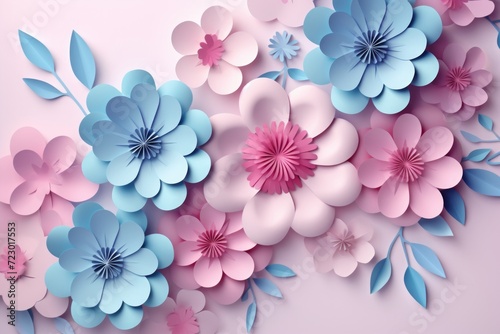 Woman's day background in paper style. woman's day background with flower and leaves.