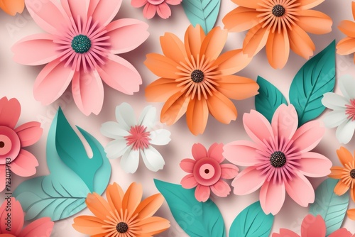 Woman's day background in paper style. woman's day background with flower and leaves.