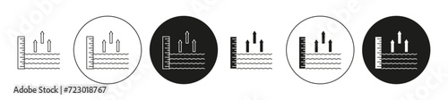 sea level flat line icon collection. sea level set in black and white color vector