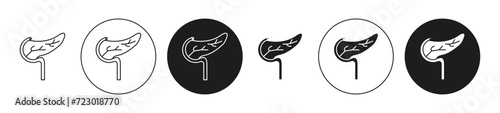pancreas flat line icon collection. Pancreas set in black and white color vector photo