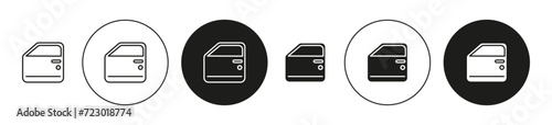 car door flat line icon collection. car door set in black and white color vector photo