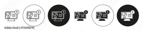Native Advertising flat line icon collection. Native Advertising set in black and white color vector