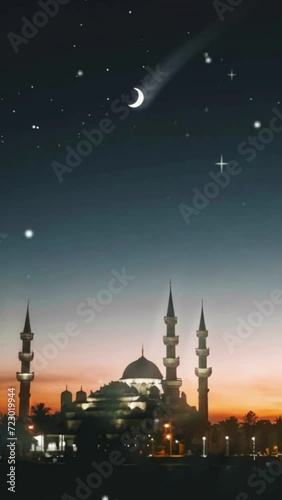 mosque silhouette at night