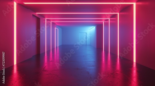 neon lighting that is abstract in an empty environment.