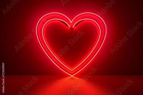 Glowing Heart Pulse Graphic on Red Background. Abstract glowing heart with a pulse wave running through it on a deep red background, symbolizing heartbeat, love, and life.