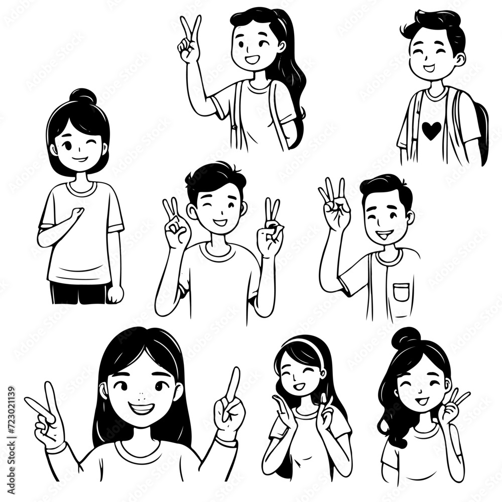 Diverse faces people set with gestures. Human emotions Collection. Portrait with positive facial expression. Men and women. Hand drawn doodle sketch. Diverse faces people set with gestures. Human emotions Collection. Portrait with positive facial expression. Men and women. Hand drawn doodle sketch.