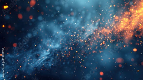 A blue abstract background featuring soaring fire particles. © Wp Background